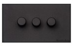 M Marcus Heritage Brass Windsor Range 3 Gang Trailing Edge LED Dimmer Switch